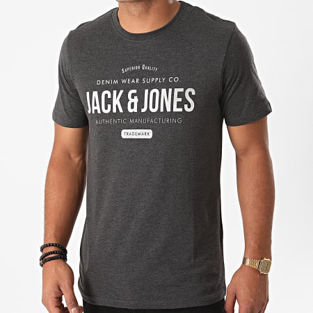 Jack And Jones - Tee Shirt Jeans 12177533 Gris Anthracite Chiné