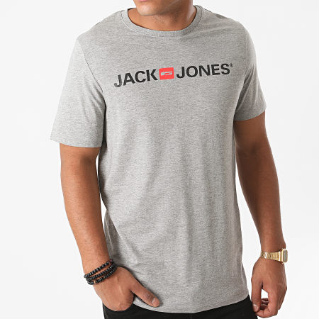 Jack And Jones - Tee Shirt Corp Logo Gris Chiné