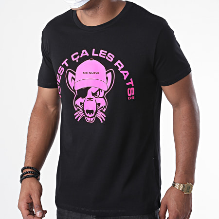 L'Allemand - Camiseta Rats Negro Rosa Fluo