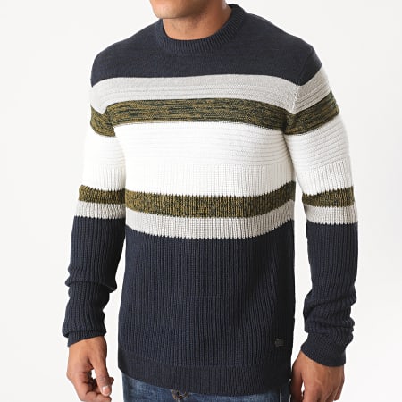 Only And Sons - Pull Lazlo 7 Blanc Bleu Marine