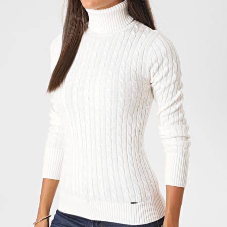 Superdry - Pull Femme Col Roulé Croyde Cable W6110058A Blanc