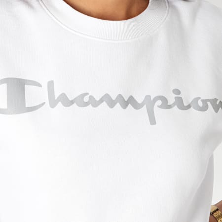Champion - Sweat Crewneck Femme Réfléchissant 113286 Blanc
