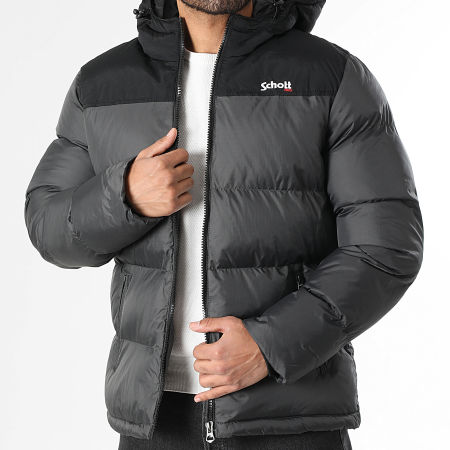 Schott NYC - Utah 2 Hooded Down Jacket Charcoal Grey