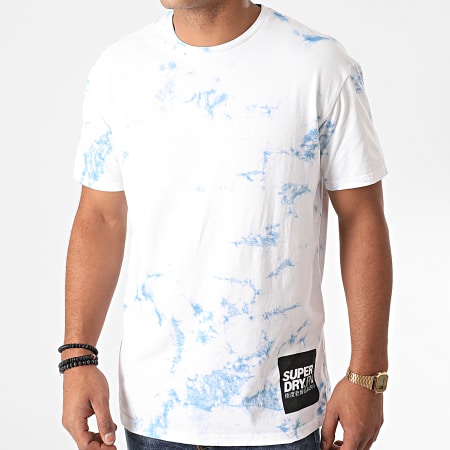 Superdry - Tee Shirt Japan Tie Dye Boxy M1010264A Blanc Bleu