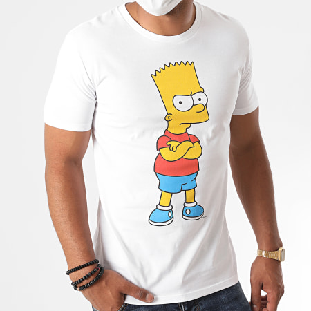 The Simpsons - Tee Shirt Dissatisfied Bart Blanc