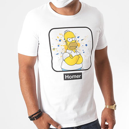The Simpsons - Tee Shirt Homer Portrait Blanc