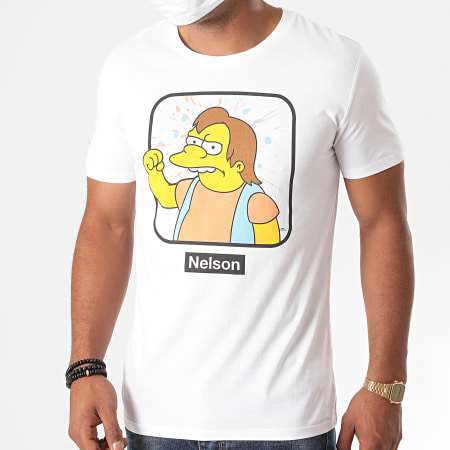 The Simpsons - Tee Shirt Nelson Portrait Blanc