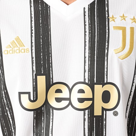 Adidas Performance - Tee Shirt Col V A Rayures Juventus Home EI9894 Blanc