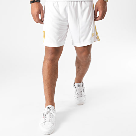 Adidas Sportswear - Short Jogging A Bandes EI9899 Blanc Doré