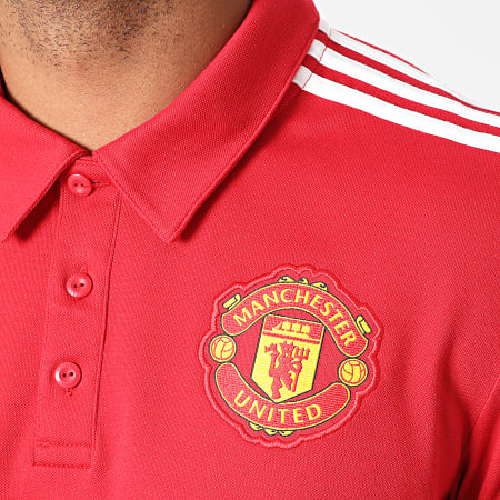 Adidas Sportswear - Polo Manches Courtes A Bandes Manchester United FR3854 Rouge