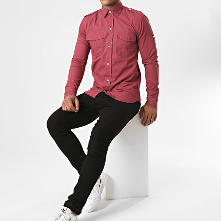 Classic Series - Chemise Jean Manches Longues Maroon Pourpre
