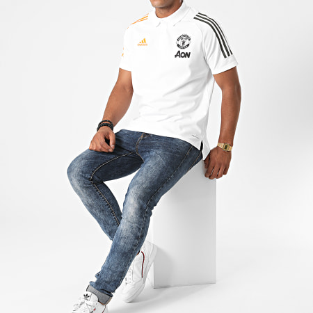 Adidas Sportswear - Polo Manches Courtes A Bandes Manchester United FR3654 Blanc