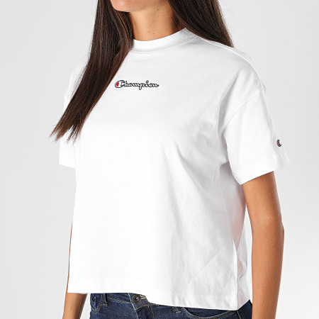 Champion - Tee Shirt Femme Crop 113195 Blanc