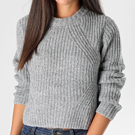 Only - Pull Femme Crop Fiona Gris Chiné