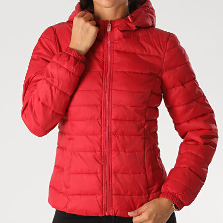 Only - Doudoune Capuche New Tahoe Femme Rouge