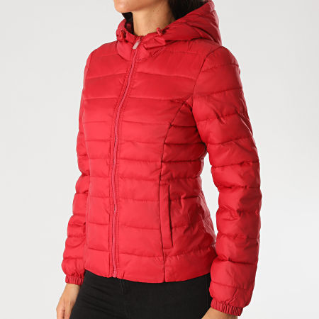 Only - Doudoune Capuche New Tahoe Femme Rouge