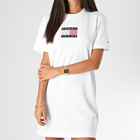 Tommy Jeans - Robe Tee Shirt Femme 8463 Blanc
