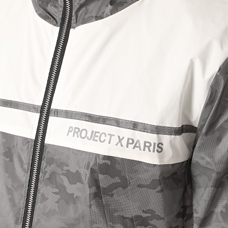 Project X Paris - Veste Zippée Capuche 2030091 Blanc Gris Camouflage Réfléchissant