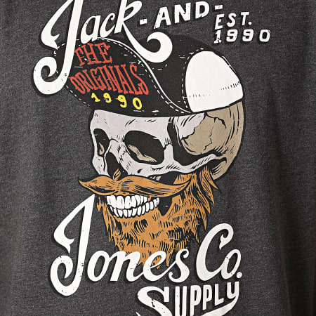 Jack And Jones - Tee Shirt Skulling Gris Anthracite Chiné