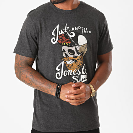 Jack And Jones - Tee Shirt Skulling Gris Anthracite Chiné
