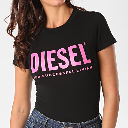 Diesel - Body Tee Shirt Femme 00SHMI-0WAWG Noir Rose