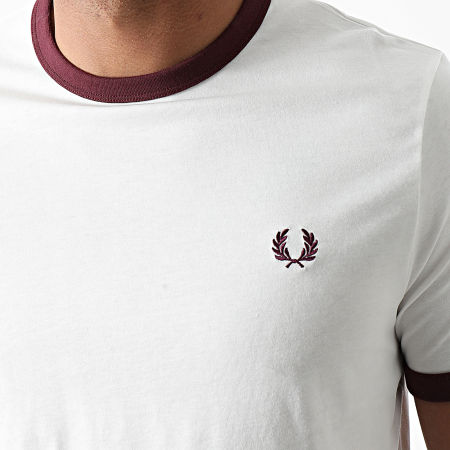 Fred Perry - Tee Shirt Ringer M3519 Blanc Bordeaux
