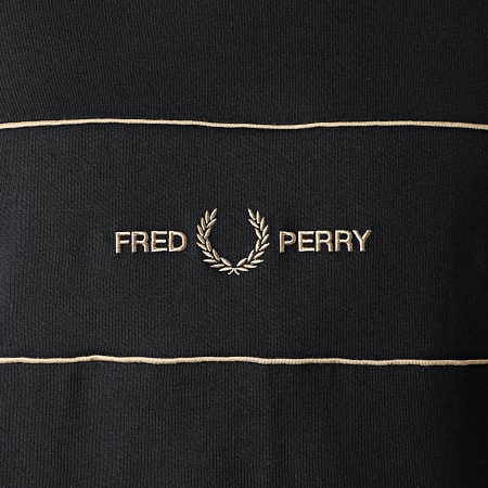 Fred Perry - Tee Shirt Manches Longues Embroidered Panel M9593 Noir Doré