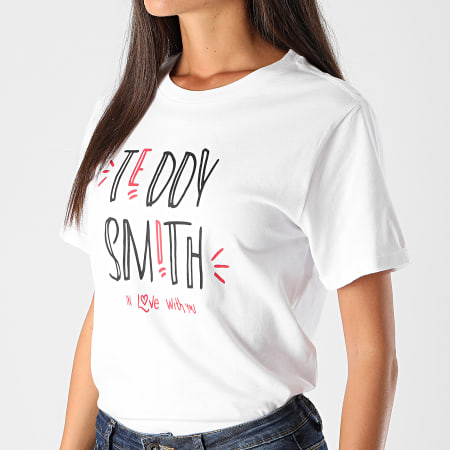 Teddy Smith - Tee Shirt Crop Femme 31014910D Blanc