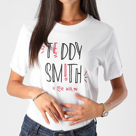 Teddy Smith - Tee Shirt Crop Femme 31014910D Blanc
