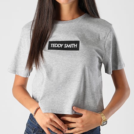 Teddy Smith - Tee Shirt Crop Femme 31014913D GRis Chiné