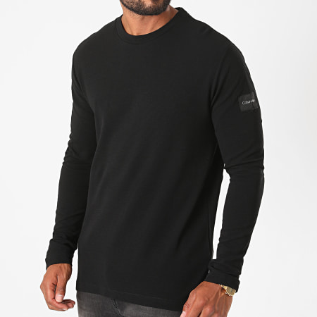 Calvin Klein - Tee Shirt Manches Longues Textured Long Sleeve 6146 Noir