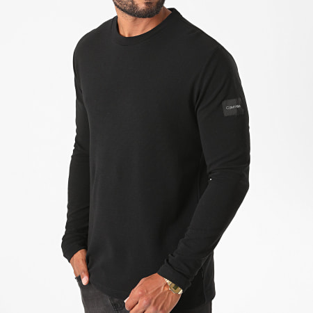 Calvin Klein - Tee Shirt Manches Longues Textured Long Sleeve 6146 Noir
