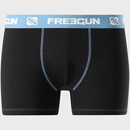 Freegun - Boxer Coton Noir Bleu Clair