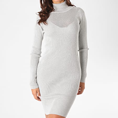 Deeluxe - Robe Pull Femme Col Roulé Erica Gris Chiné