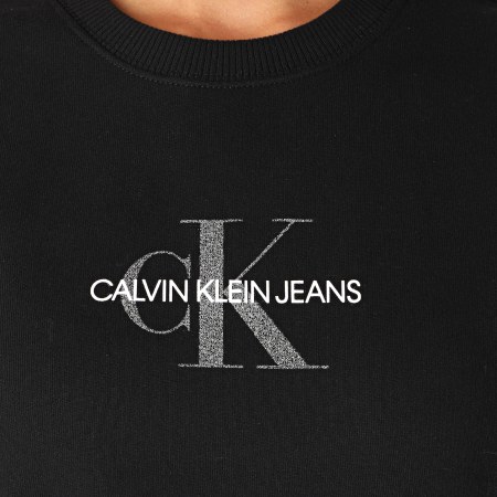 Calvin Klein - Sweat Crewneck Femme Glitter Monogram 5145 Noir