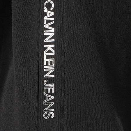 Calvin Klein - Robe Sweat Capuche Femme A Bandes Outline Logo 5181 Noir Argenté