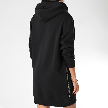 Calvin Klein - Robe Sweat Capuche Femme A Bandes Outline Logo 5181 Noir Argenté