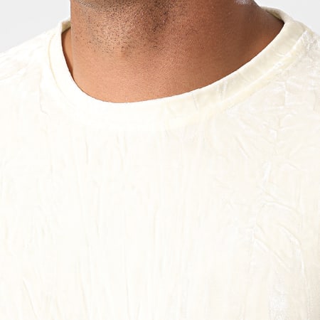 Frilivin - Tee Shirt Oversize Velours 15006 Blanc Cassé