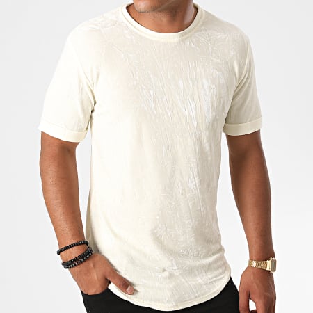 Frilivin - Tee Shirt Oversize Velours 15006 Blanc Cassé