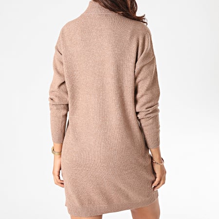 Only - Robe Pull Femme Manches Longues Prime Marron Chiné