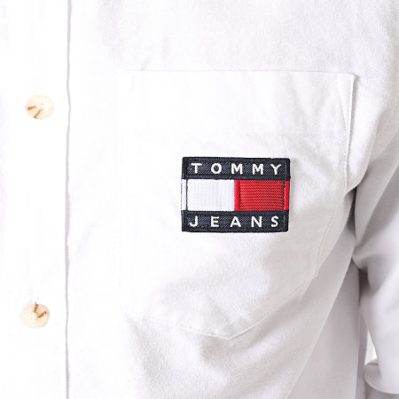 Tommy Jeans - Chemise Jean Manches Longues Brushed Oxford Badge 8775 Blanc