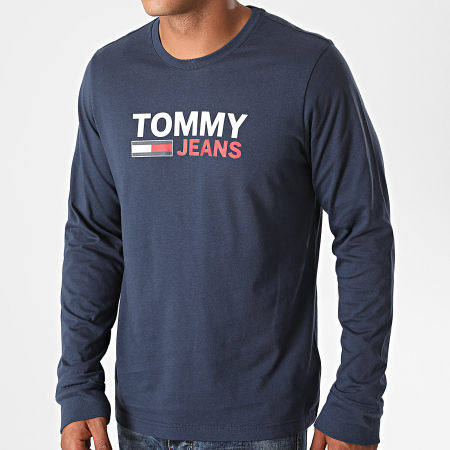 Tommy Jeans - Tee Shirt Manches Longues Corp Logo 9487 Bleu Marine