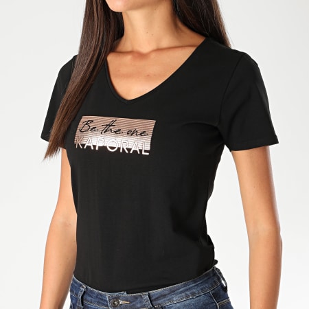 Kaporal - Tee Shirt Slim Femme Col V Aya Noir