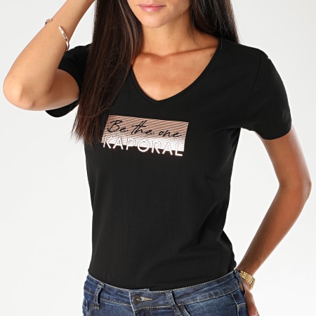 Kaporal - Tee Shirt Slim Femme Col V Aya Noir