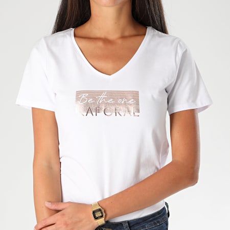 Kaporal - Tee Shirt Slim Femme Col V Aya Blanc