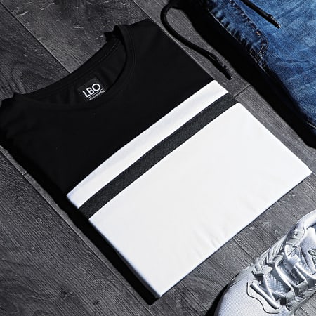 LBO - Tee Shirt Manches Longues 1361 Blanc Noir Gris Chiné