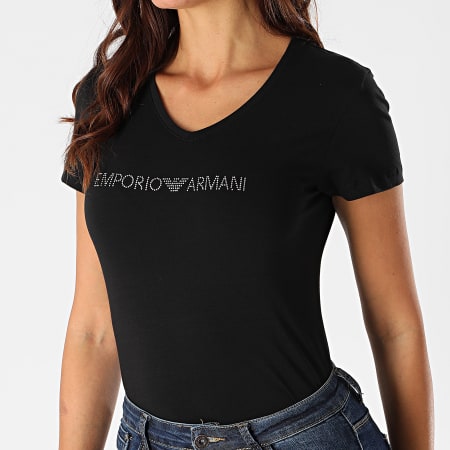 Emporio Armani - Tee Shirt Femme A Strass 163321-0A263 Noir