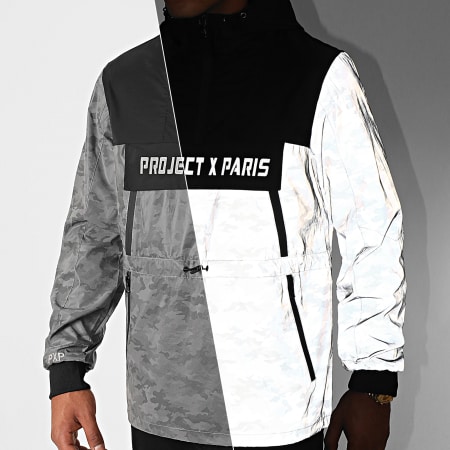 Project X Paris - Veste Outdoor Capuche 2020076 Gris Réfléchissant Camouflage