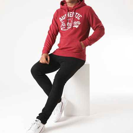 Jack And Jones - Sweat Capuche Jeanswear Rouge Chiné