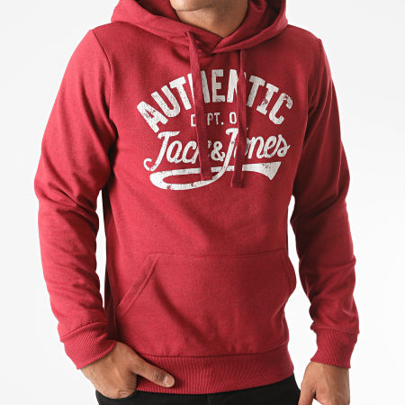 Jack And Jones - Sweat Capuche Jeanswear Rouge Chiné